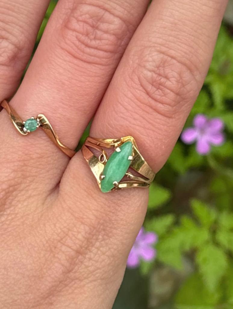 9 karaat gouden ring met groene edelsteen, Sieraden, Tassen en Uiterlijk, Ringen, Verzenden, Met edelsteen, Dame, Groen