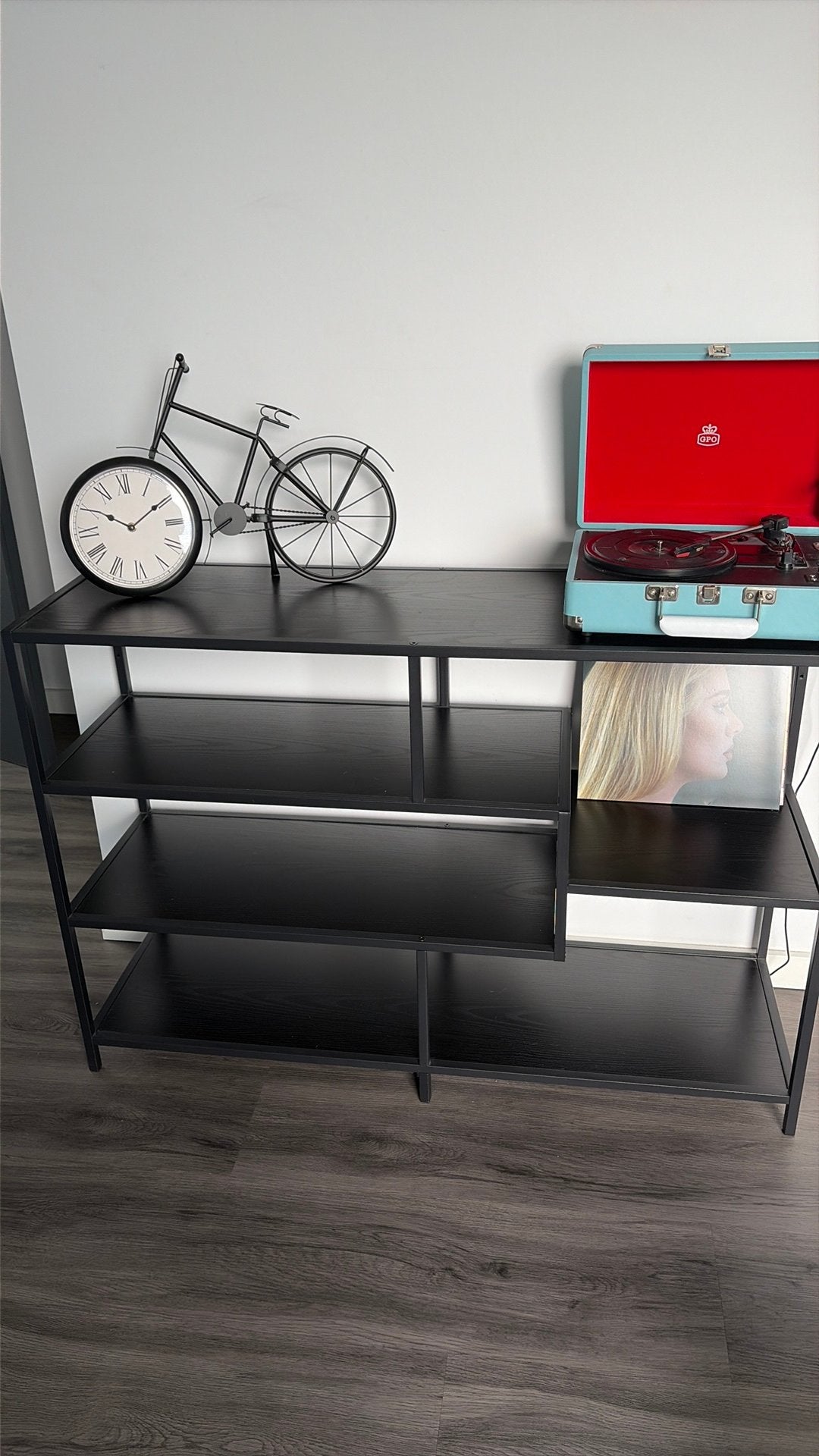 Wandmeubel metaal met houten planken L 114 D 35 H78, Ophalen, Zo goed als nieuw, Minder dan 150 cm, Metaal