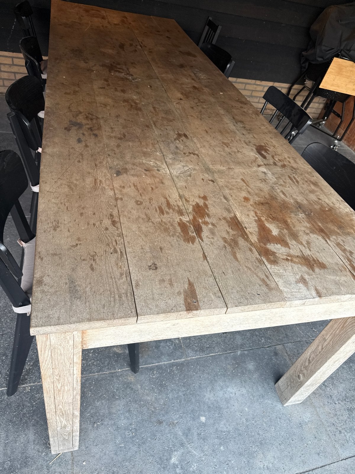 Robuuste houten eettafel - Perfect voor grote gezinnen, Gebruikt, 100 tot 150 cm, 200 cm of meer, Ophalen of Verzenden