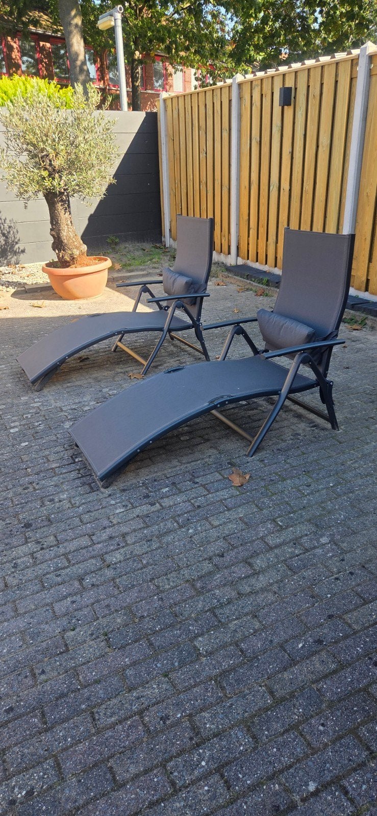2 Ligstoelen verstelbaar - Zo goed als nieuw, Ophalen, Zo goed als nieuw, Metaal, Verstelbaar