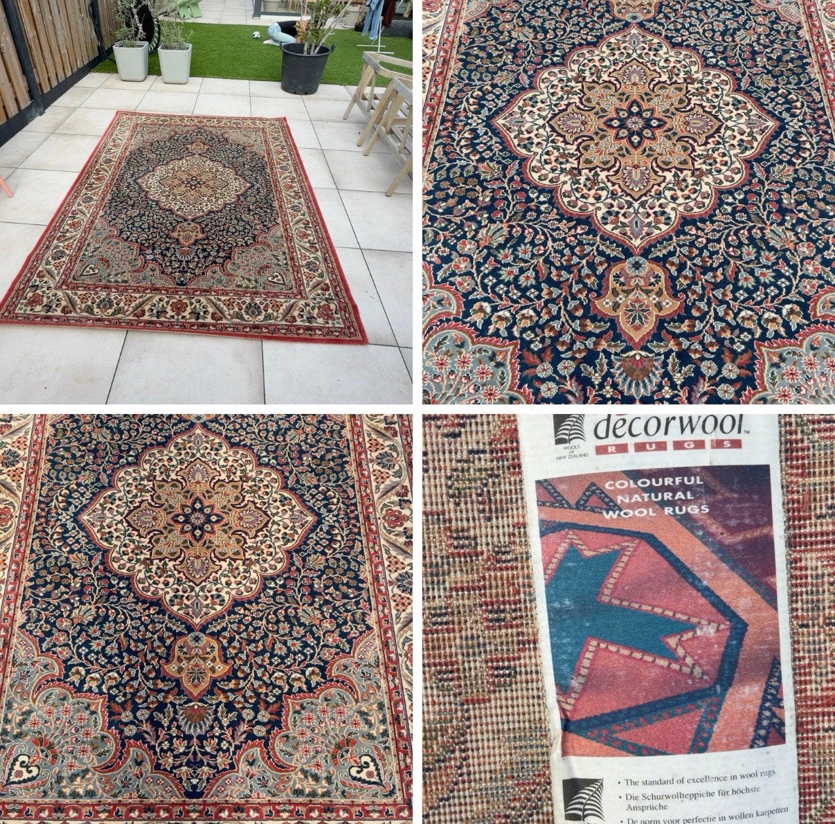 Vintage Décorwool wollen vloerkleed 240 x 170 cm, 150 tot 200 cm, 200 cm of meer, Ophalen of Verzenden, Zo goed als nieuw