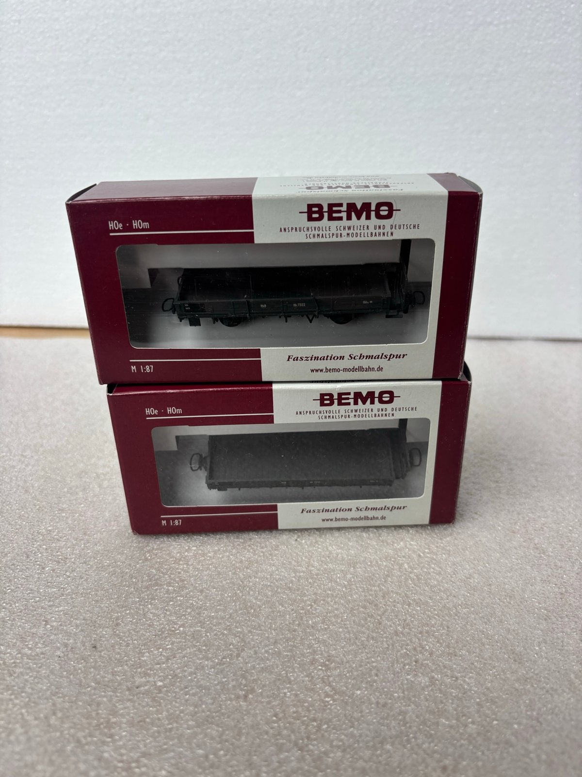 2x BEMO H0e/H0m RhB Niederbordwagen III - Set van 2, Ophalen of Verzenden, Zo goed als nieuw, Wagon, Overige merken