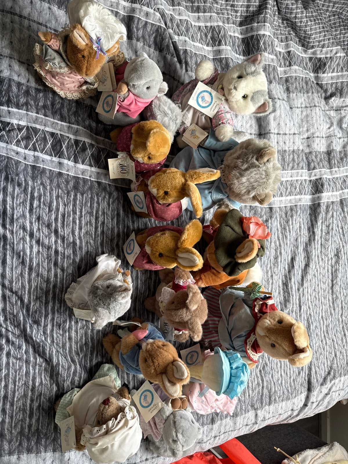 Grote collectie Beatrix Potter knuffels met labels, Overige merken, Overige karakters, Konijn, Ophalen of Verzenden