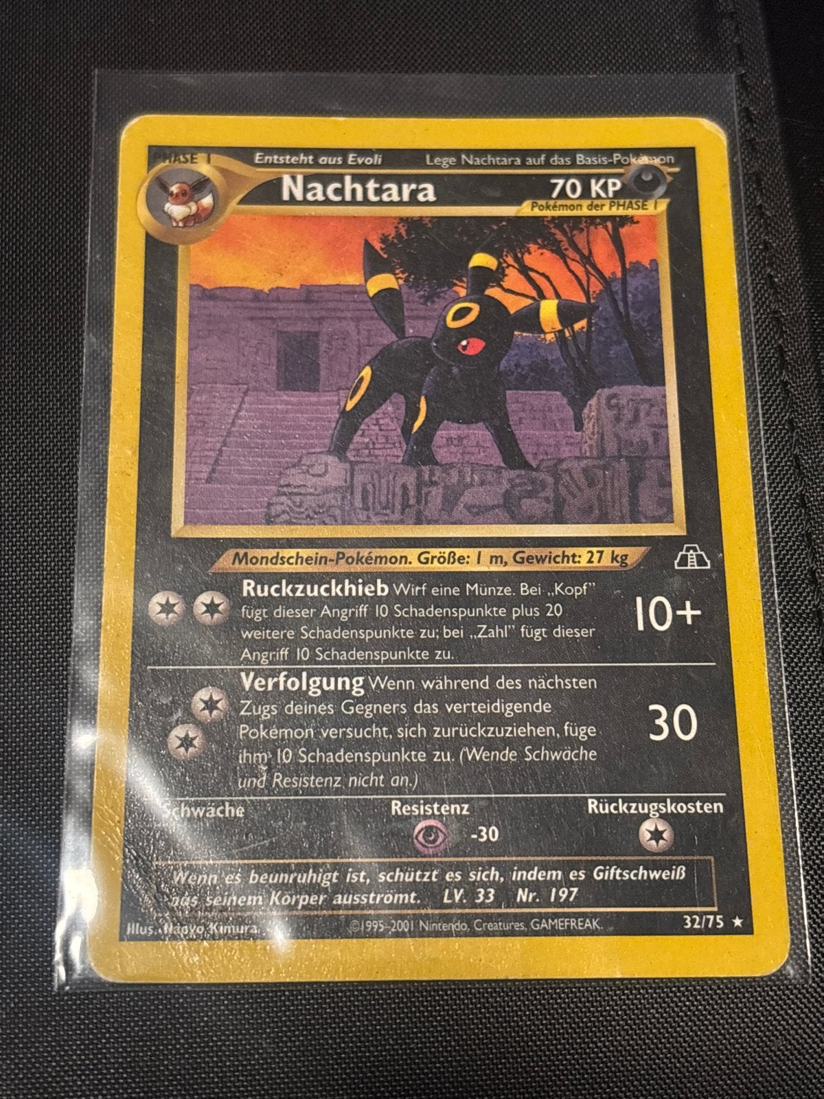 Nachtara Umbreon Holo 32/75 Neo Discovery Pokemon Kaart, Ophalen, Gebruikt, Losse kaart, Foil