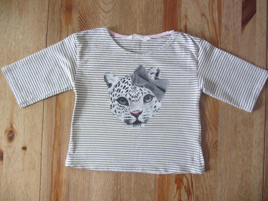 Gestreept shirtje met panter HenM maat 110, Ophalen of Verzenden, Zo goed als nieuw, Meisje, Shirt of Longsleeve