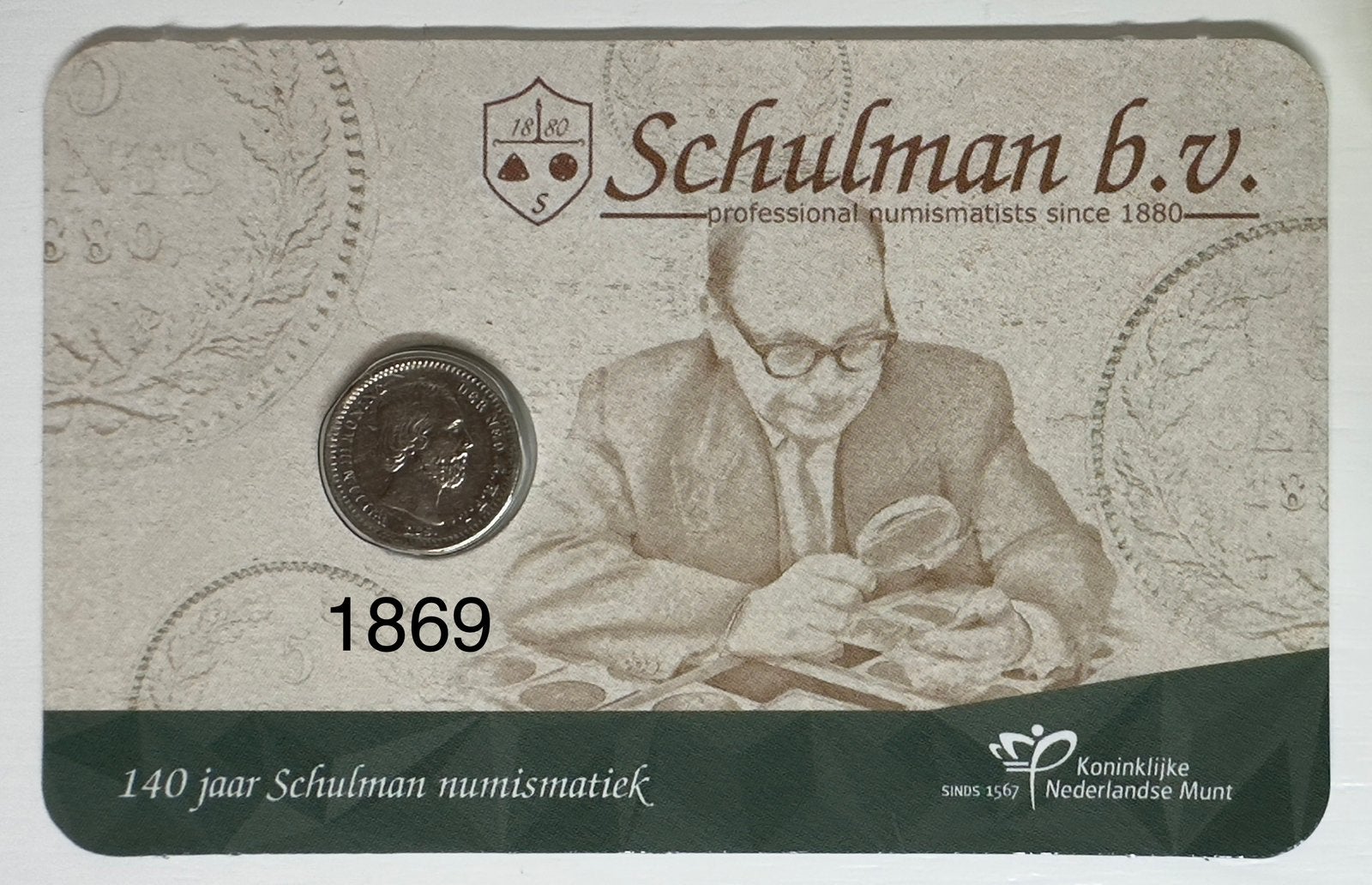Schulman 1869 Coincard, Ophalen of Verzenden, Koning Willem III, Overige waardes