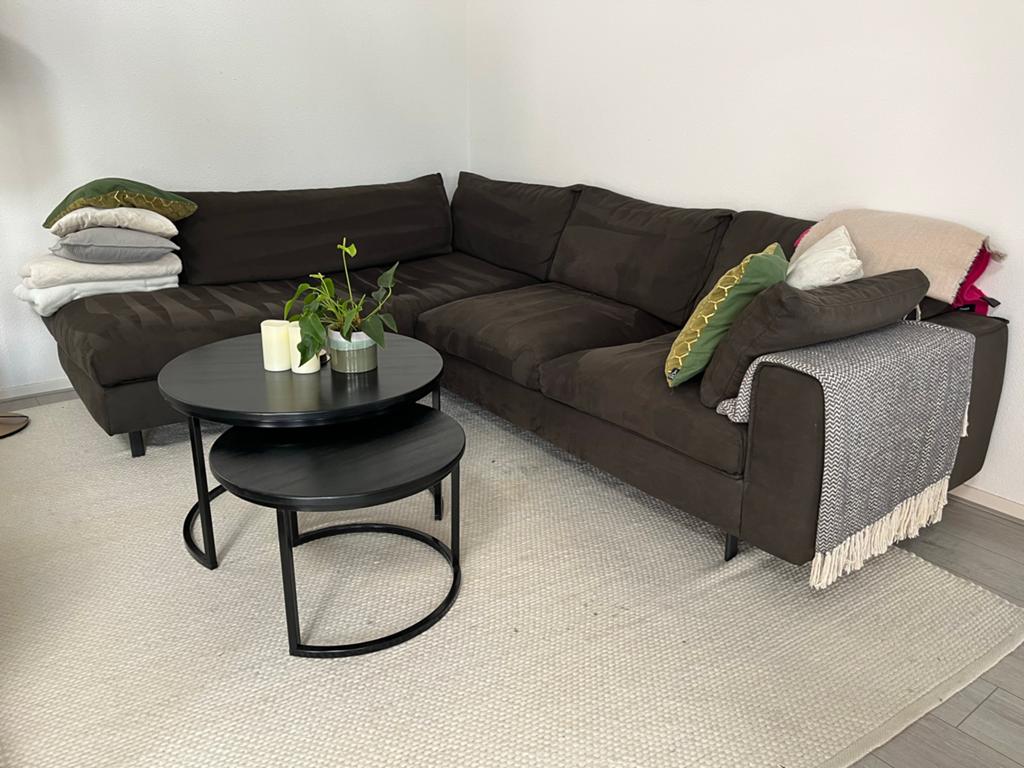 Hoekbank Juno - Utica Coffee stof, Ophalen, 250 tot 300 cm, Gebruikt, Hoekbank