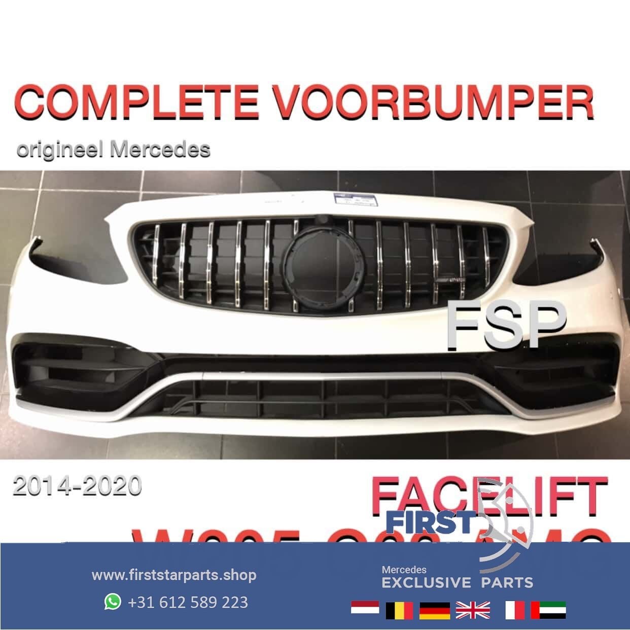 W205 S205 C63 AMG FACELIFT VOORBUMPER COMPLEET Mercedes C Kl, Auto-onderdelen, Carrosserie en Plaatwerk, Gebruikt, -, Voor, Ophalen of Verzenden