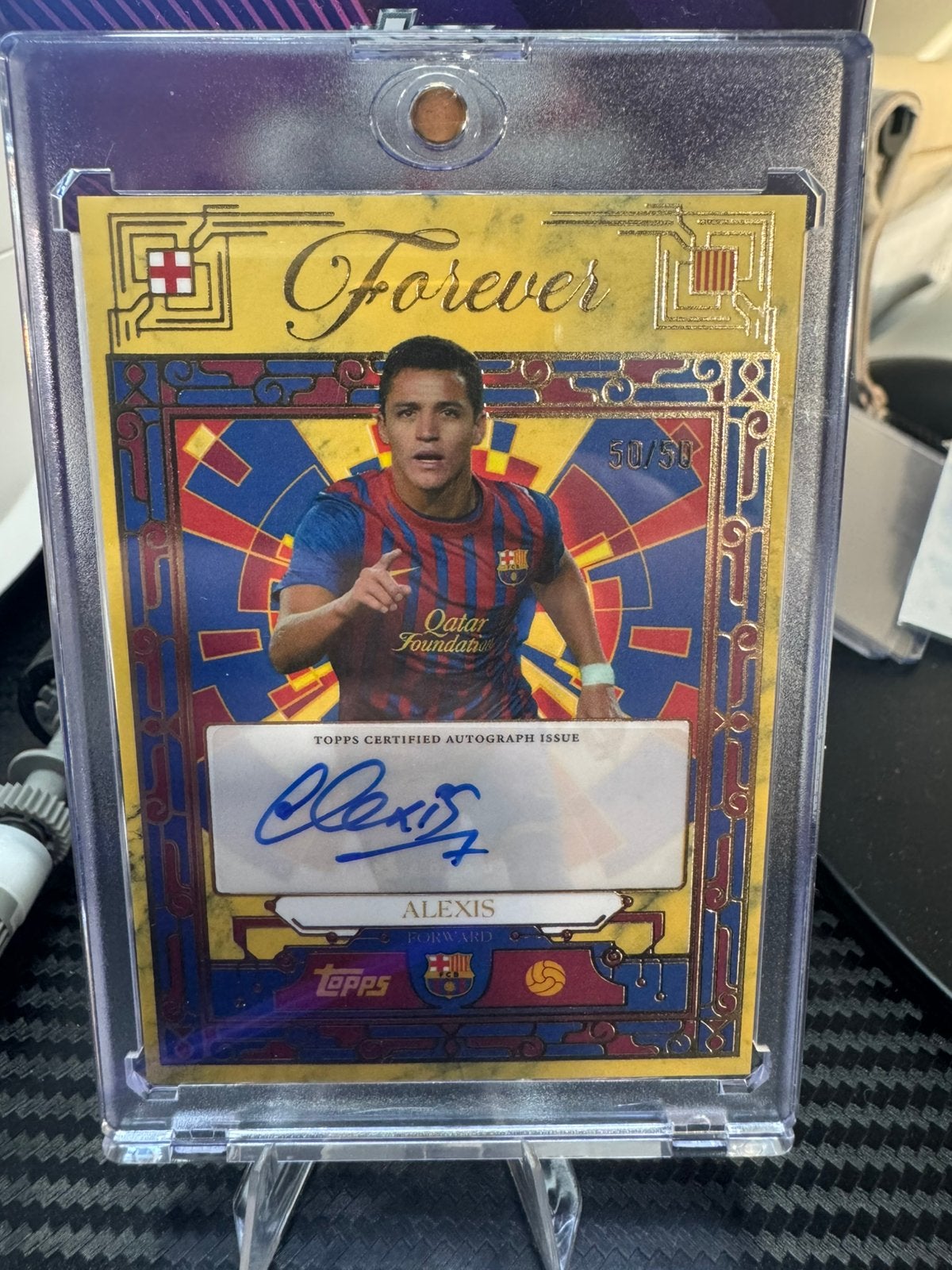 Alexis Sanchez Auto Gold /50 50/50 Topps Barcelona, Ophalen of Verzenden, Zo goed als nieuw, Plaatje
