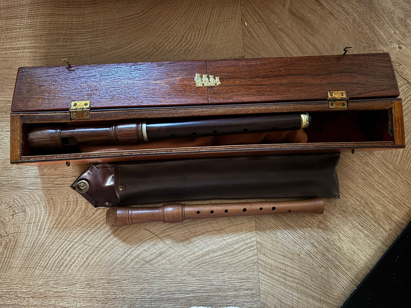 Houten blokfluiten met koffer en etui, Ophalen, Gebruikt, Overige typen, Met koffer, hoes of etui