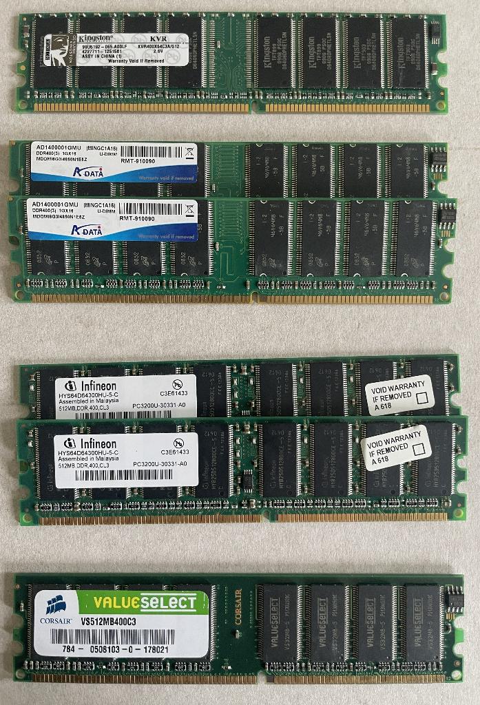 6x DDR ram van verschillende merken Zie beschrijving, Ophalen of Verzenden, DDR, Desktop, Gebruikt