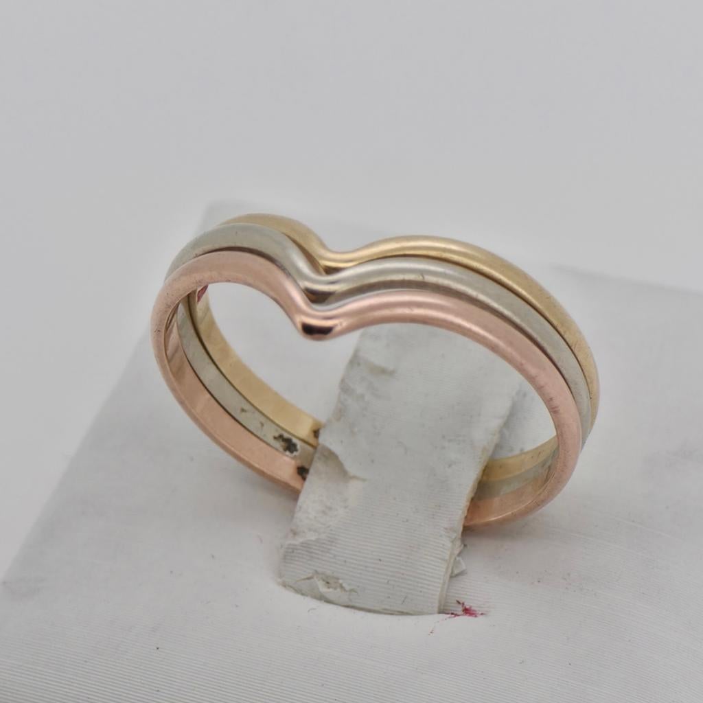 Gouden Tricolor Ring 14k (585) - Maat 18 - 2.98g, 18 tot 19, Ophalen of Verzenden, Zo goed als nieuw, Dame