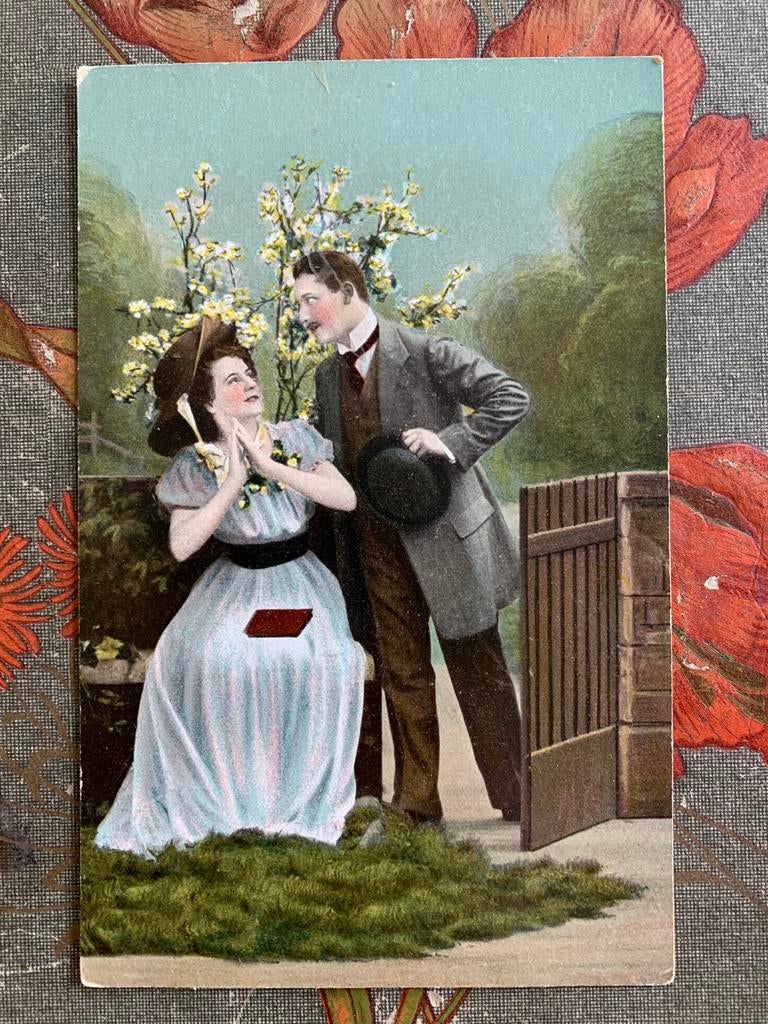 Romantiek bij het hekje (JJ), Ophalen of Verzenden, Voor 1920, Ongelopen, Overige thema's