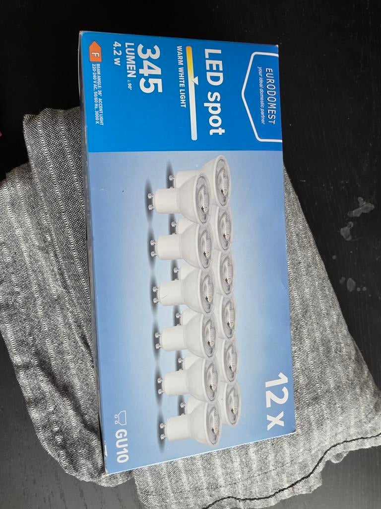 12x Eurodomest LED spot GU10 - Warm Wit Licht, Overige materialen, Ophalen of Verzenden, Zo goed als nieuw, Modern