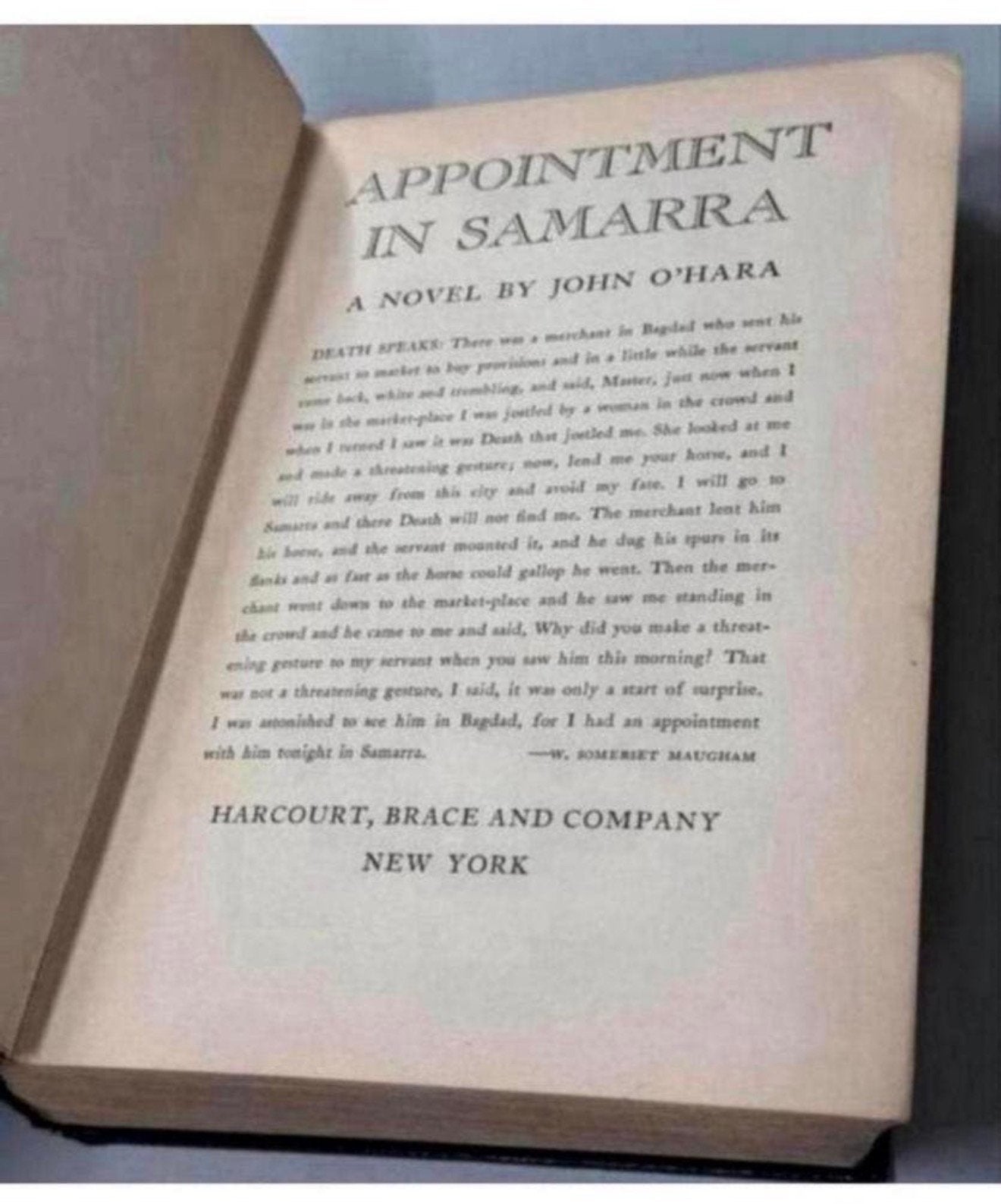 Appointment in Samarra - John O'Hara 1934 FIRST EDITION boek, Ophalen of Verzenden