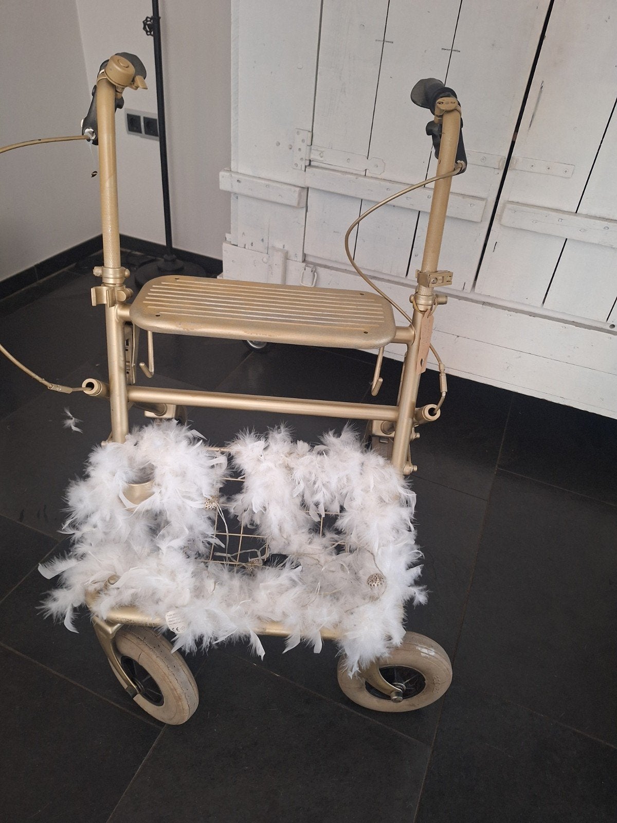 goud gespoten rollator, Ophalen