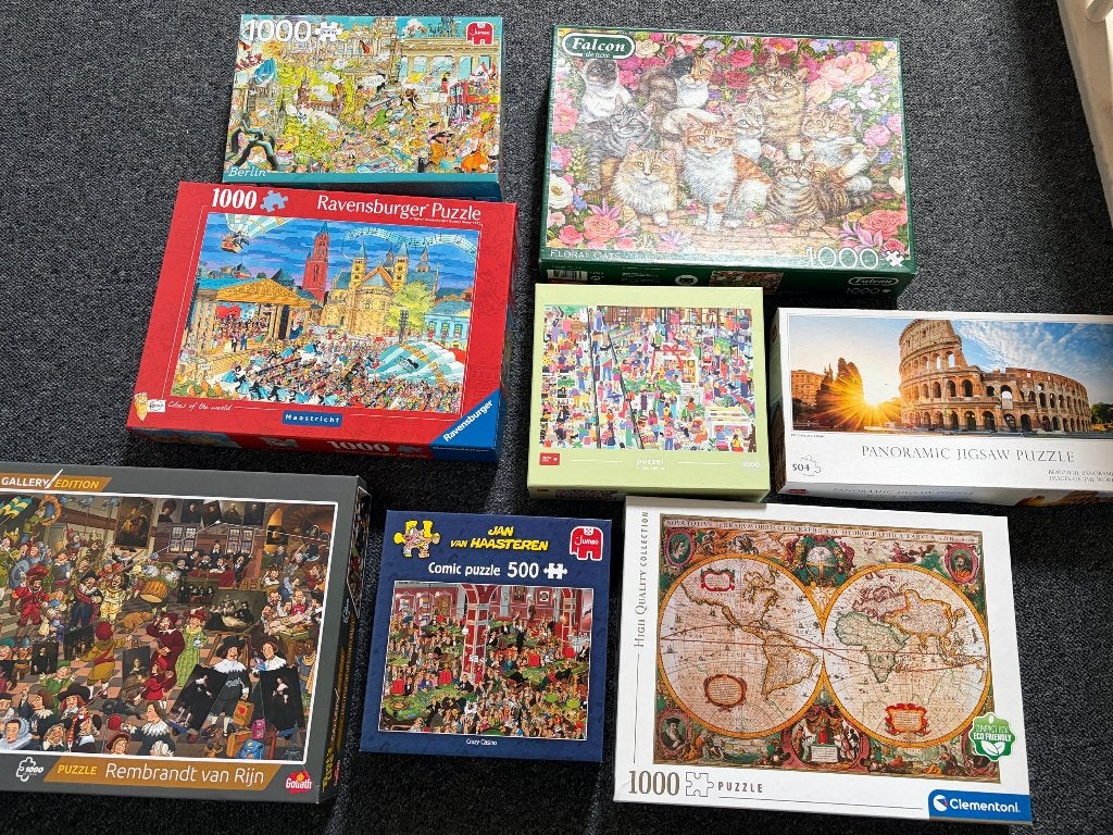 Set van puzzels, in 1 koop, Ophalen of Verzenden, 500 t/m 1500 stukjes, Zo goed als nieuw, Legpuzzel