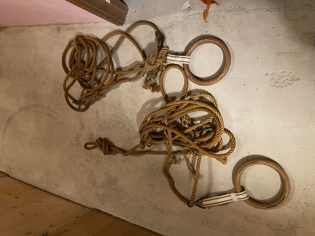Gymzaal Ringen met Touwen - Vintage Sportuitrusting, Ophalen of Verzenden, Gebruikt