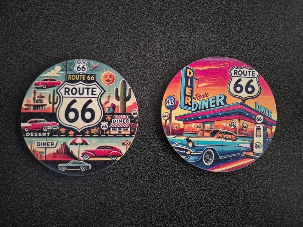 Route 66 Onderzetters Set - Retro Diner Stijl, Ophalen of Verzenden, Nieuw