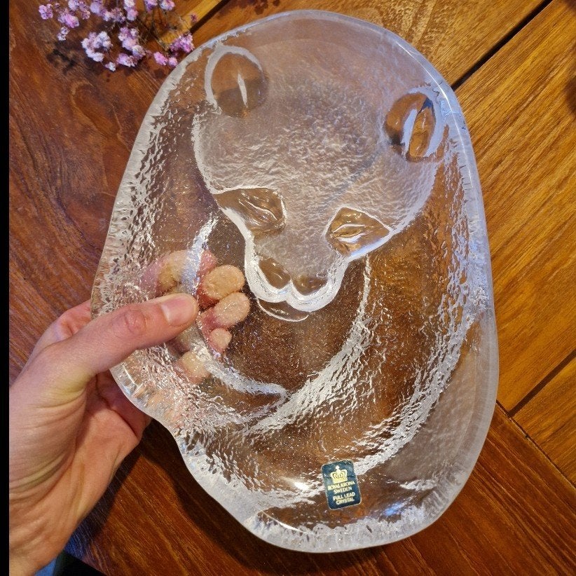 Panda Schaal Kristalglas Mats Jonasson Royal Krona Zweden, Ophalen of Verzenden