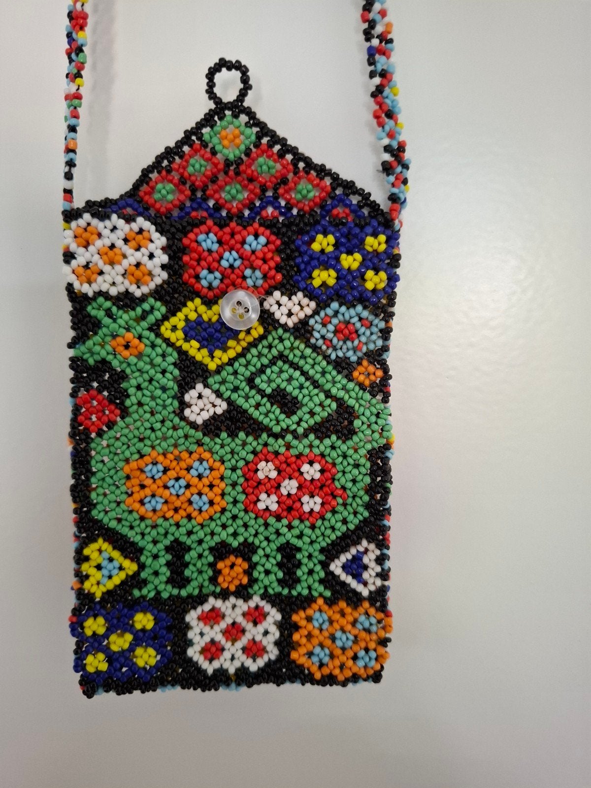 Kleurrijk Kralen Telefoontasje - Handgemaakt  8,5 x 13 cm., Ophalen of Verzenden, Zo goed als nieuw, Overige typen