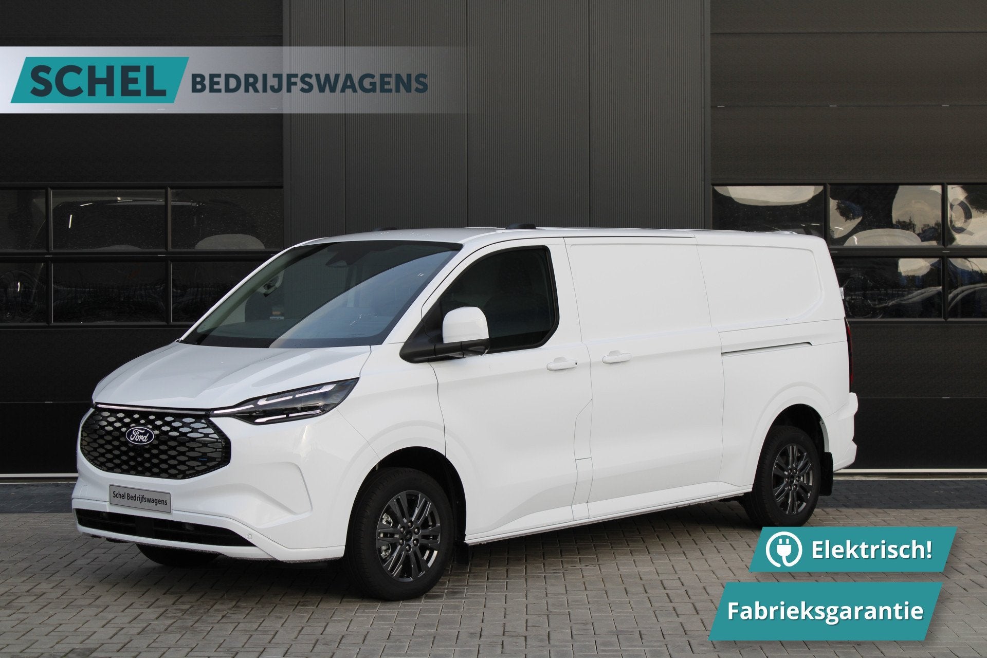 Ford E-Transit Custom 340 L2H1 Limited 218pk - 2x Schuif - L, Auto's, Automaat, Zwart, Wit, Nieuw