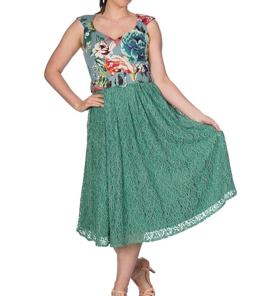 Vintage Rockabilly Jurk Banned Apparel - Bloemenprint Kant, Kleding | Dames, Nieuw, Ophalen of Verzenden, Knielengte, Banned Apparel
