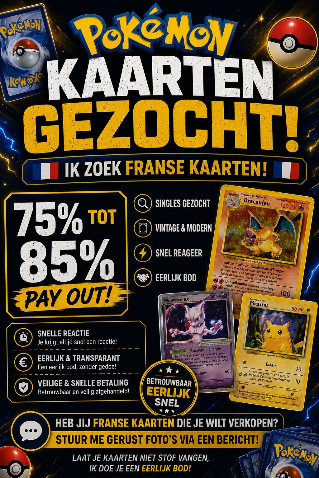 Inkoop franse pokemon kaarten, Ophalen of Verzenden, Zo goed als nieuw