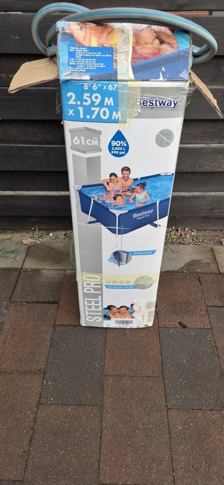Complete Zwembad: Bestway 259x170 + Intex Pomp & Toebehoren, Ophalen, Gebruikt, Minder dan 80 cm, Minder dan 200 cm