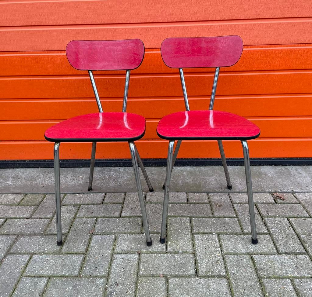 Retro formica stoelen fifties sixties, Huis en Inrichting, Ophalen, Gebruikt, Twee, Overige materialen