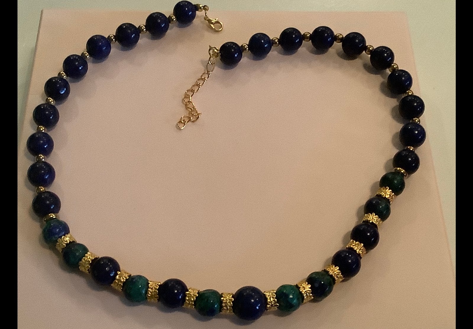 Prachtige vintage ketting collier Lapis Lazuli, Verzenden, Zo goed als nieuw, Steen of Mineraal, Verstelbaar