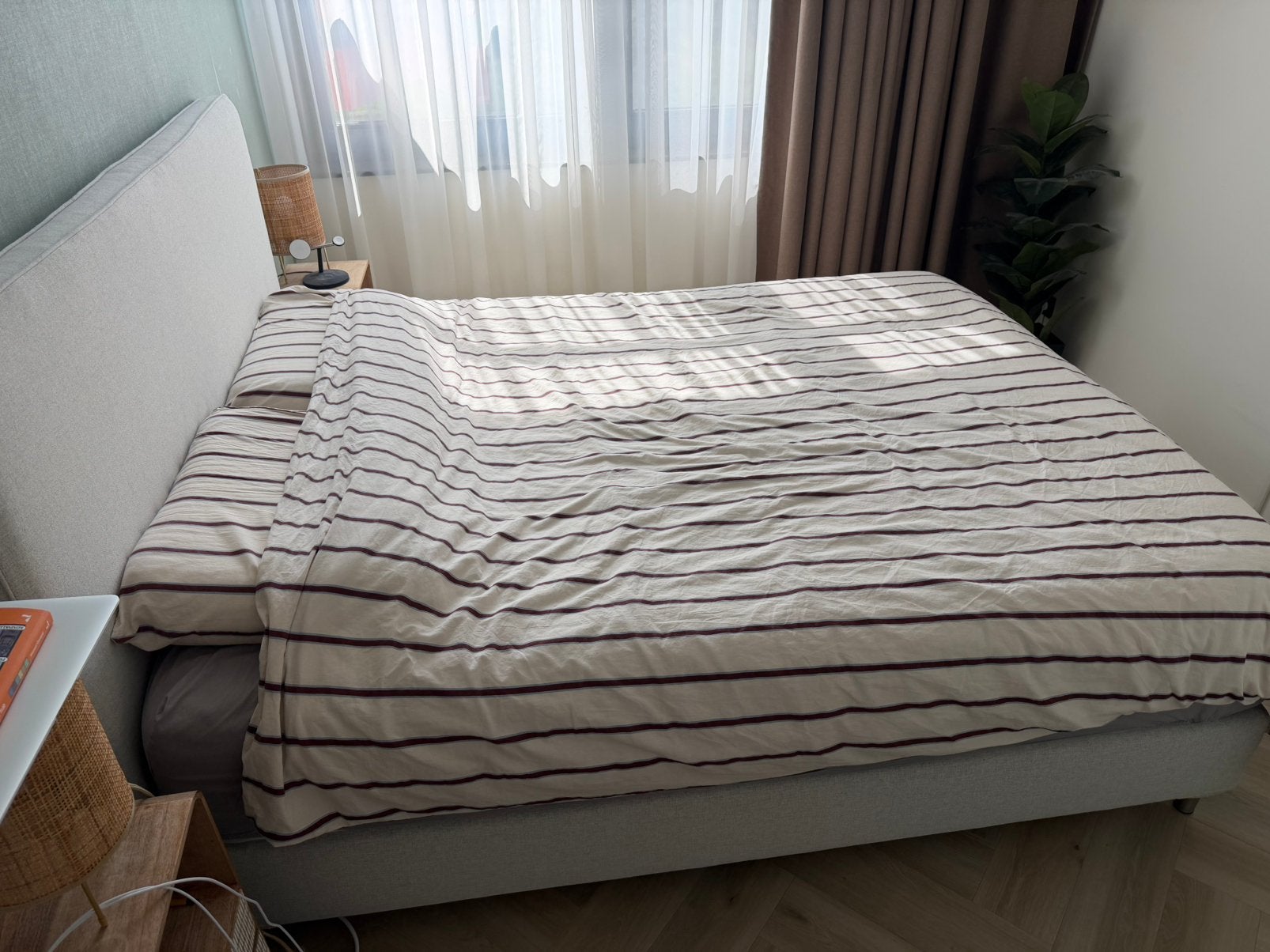 IKEA Boxspring 160x200, Ophalen, Gebruikt, Beige, Tweepersoons