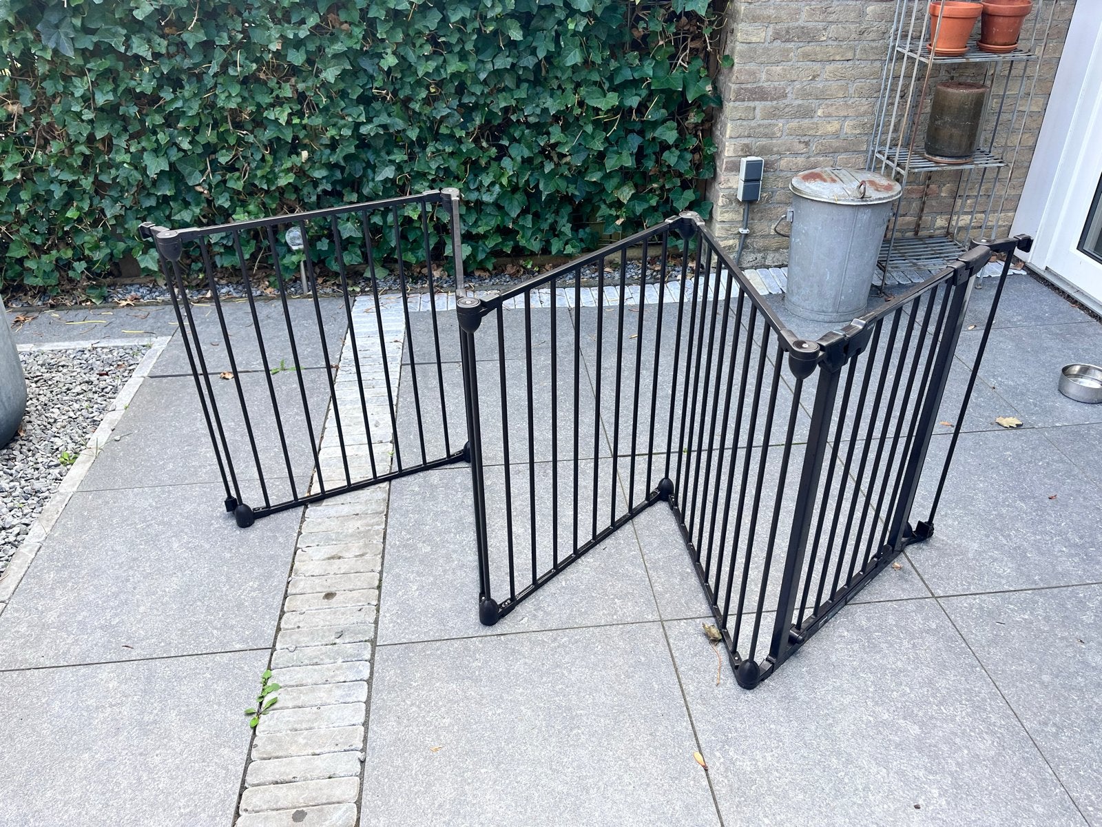 Zwart metalen veiligheidshek, verstelbaar, Gebruikt, Overige typen, Ophalen of Verzenden, 115 cm of meer