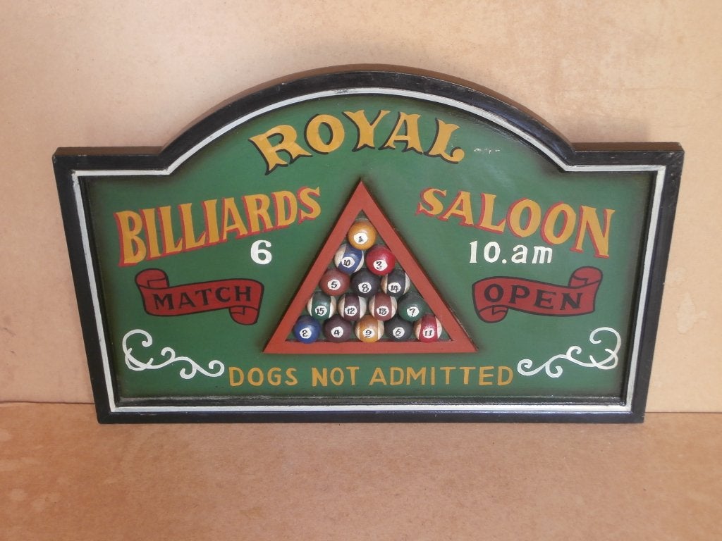 Pubbord Royal Billiards Saloon pub bord bar mancave 60x40cm, Ophalen of Verzenden, Gebruikt, Reclamebord