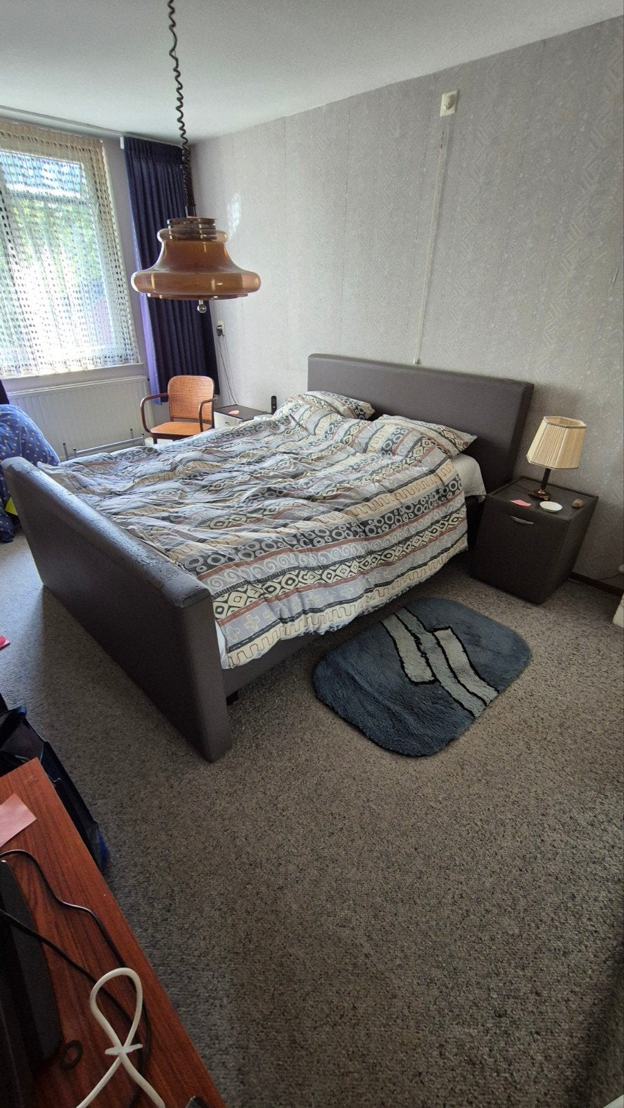 Tweepersoonsbed 200x160 cm met nachtkastjes, Ophalen, Gebruikt, Bruin, Tweepersoons