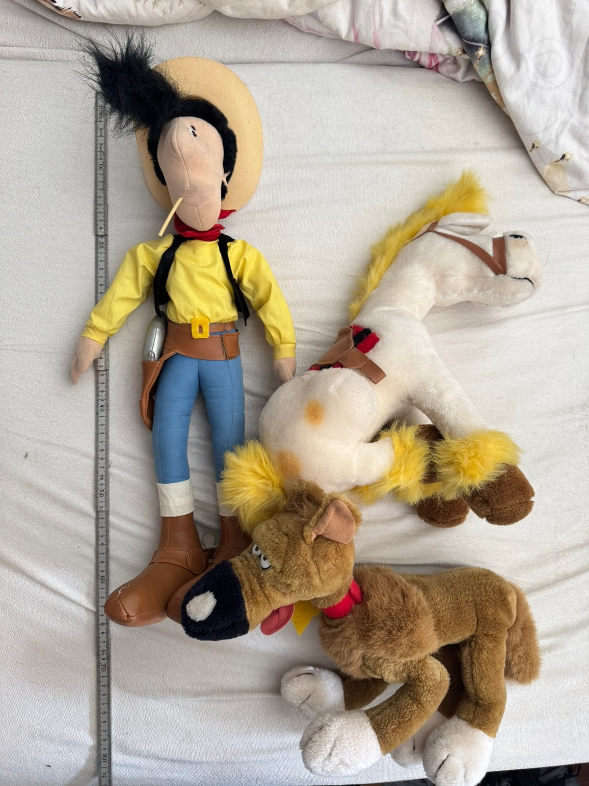 Lucky luke rattaplan en jolly jumper knuffels 1995, Ophalen, Overige figuren, Zo goed als nieuw, Overige typen