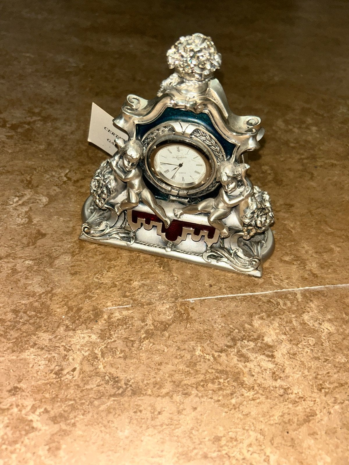 Decoratieve Tafelklok met Engeltjes - Linea Argenti, Ophalen of Verzenden