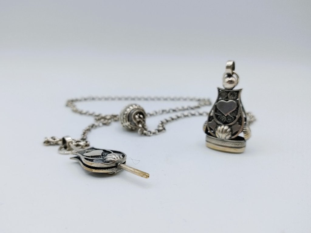 Zilveren heren chatelaine, Fa. Niekerk, Schoonhoven, 48 cm., Verzenden, Zilver, Ketting