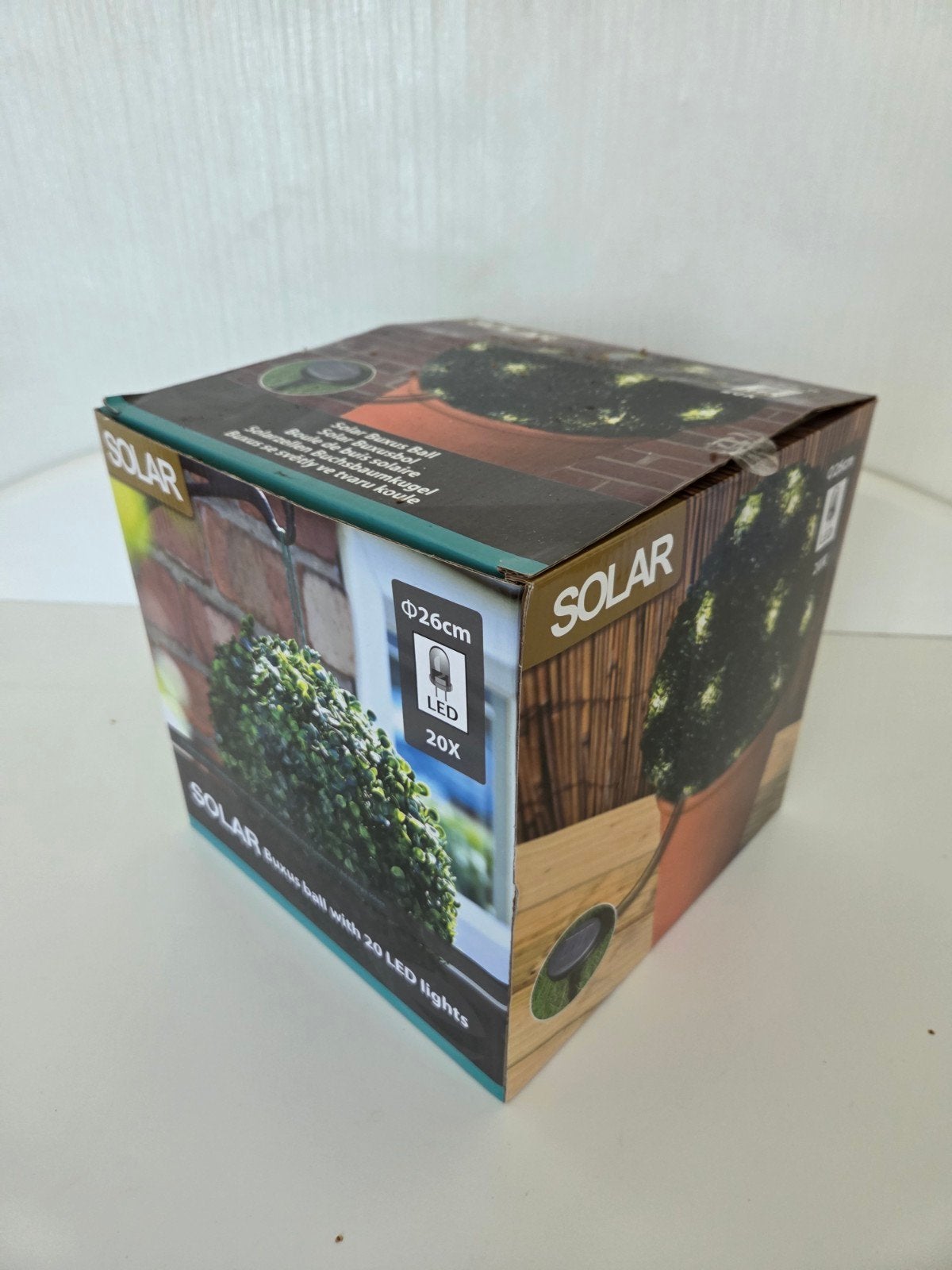 Solar Buxus Bal met 20 LED lampjes - Ø26cm, Zonne-energie, Kunststof, Minder dan 50 watt, Overige typen