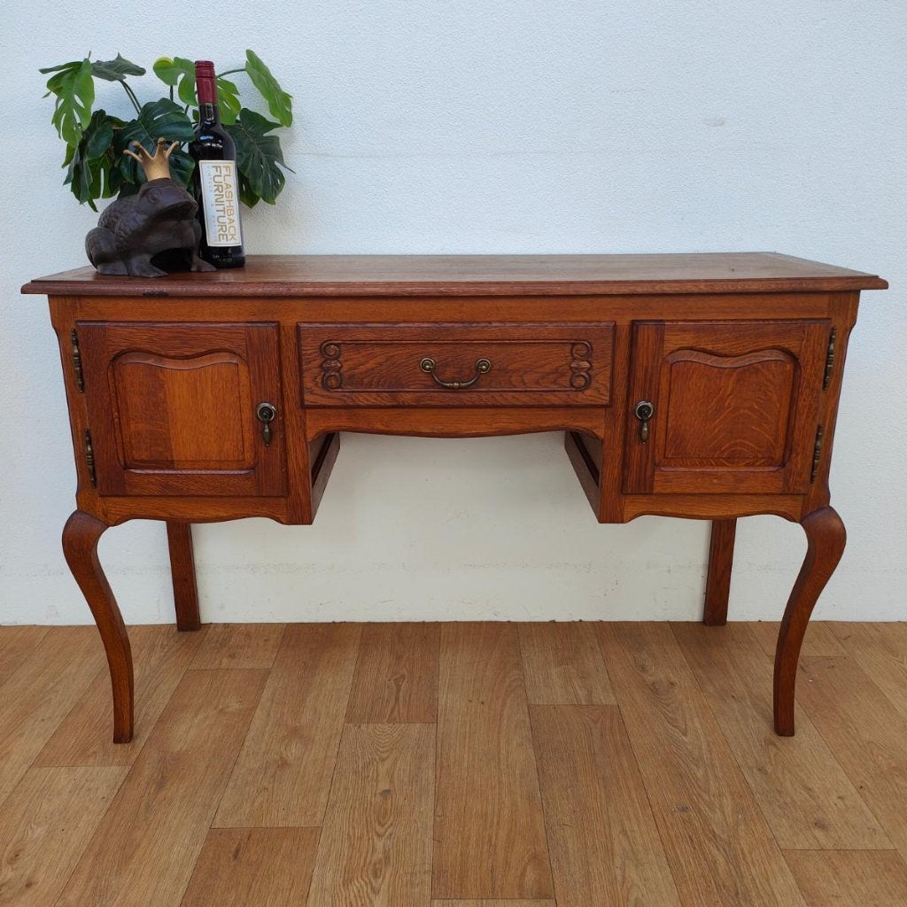 Vintage Landelijke sidetable bureau kaptafel tv-meubel 410, Valkenswaard, Gebruikt, Info@flashbackfurniture.nl, Eikenhout