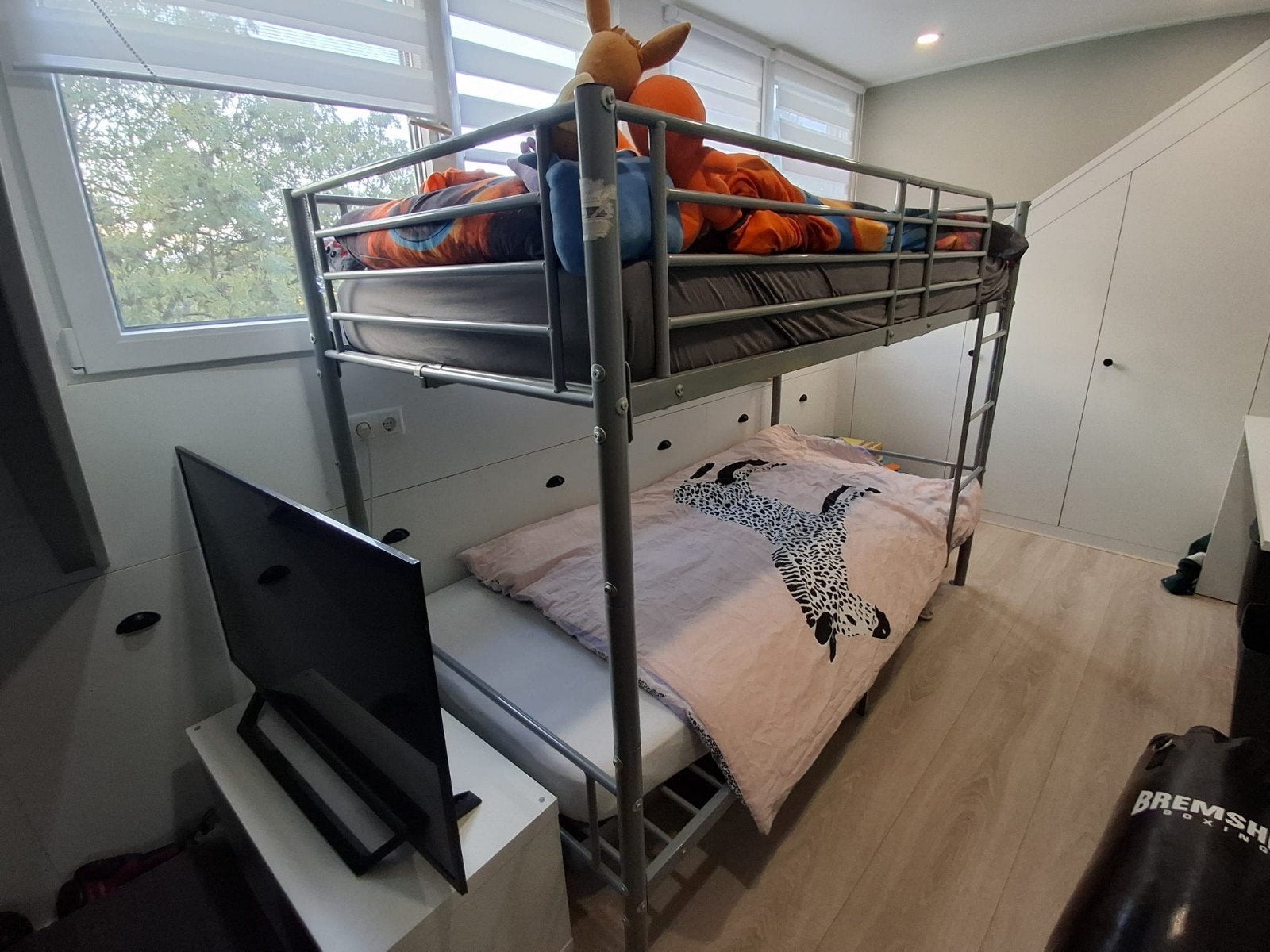 Stevig metalen stapelbed, Ophalen, Gebruikt, 90 cm, 160 tot 180 cm