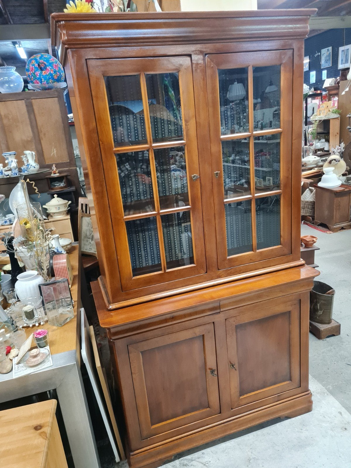 Antieke Boekenkast/Vitrinekast - Klassiek Hout, Ophalen of Verzenden