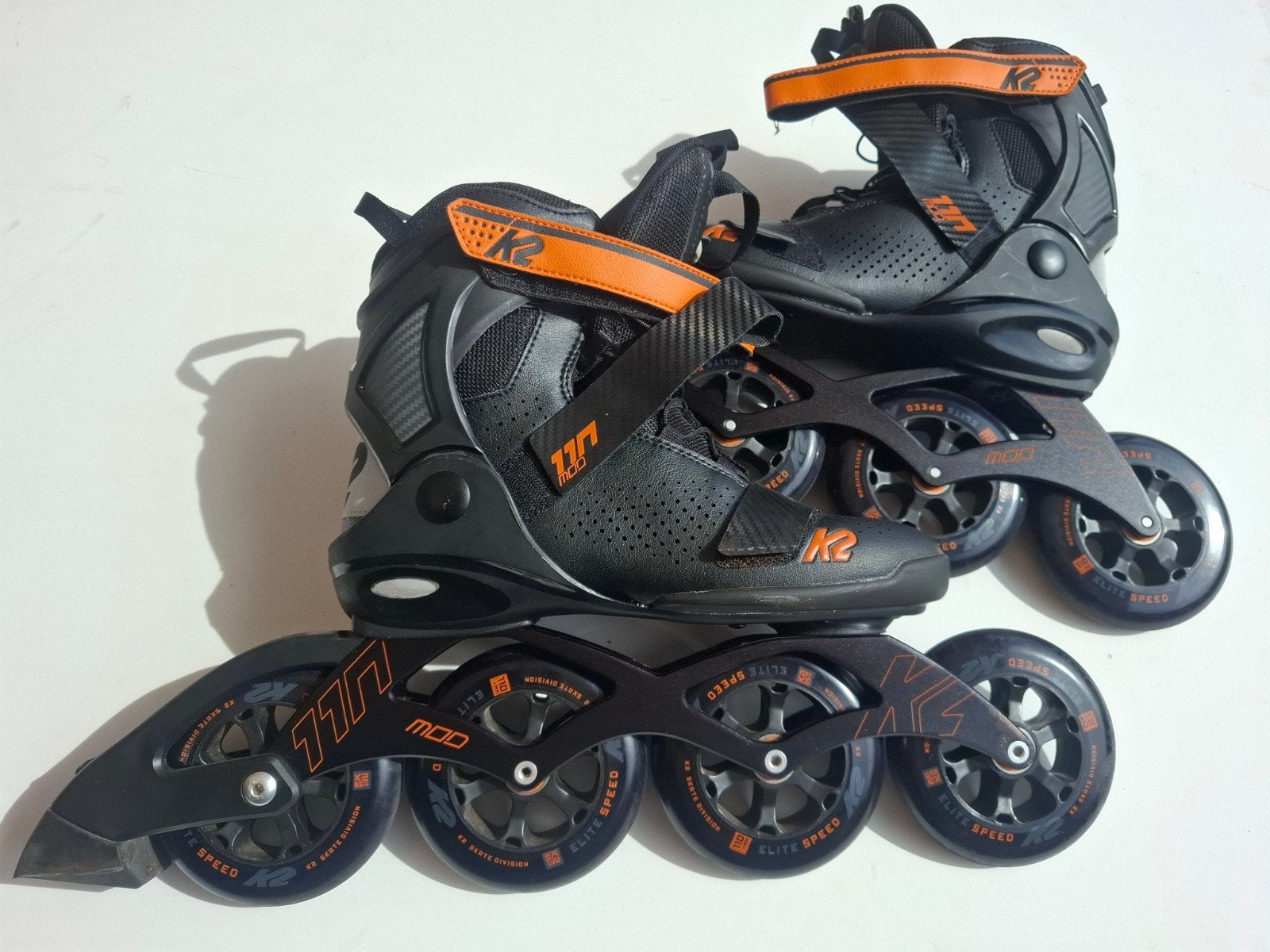 K2 Inline Skates 110 Zwart/Oranje - Maat 42, K2, Heren, Ophalen of Verzenden, Zo goed als nieuw