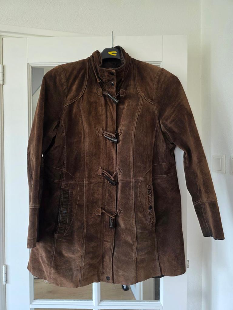 Saki Collection leren jas met afneembare capuchon, Kleding | Dames, Bruin, Maat 46/48 (XL) of groter, Ophalen of Verzenden, Gedragen