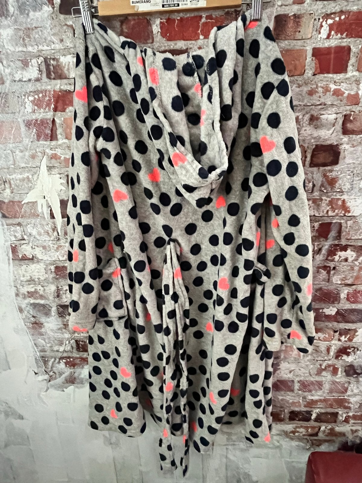 Hema Badjas met stippen en hartjes,, Kinderen en Baby's, Ophalen of Verzenden, Gebruikt, Meisje, Nacht- of Onderkleding