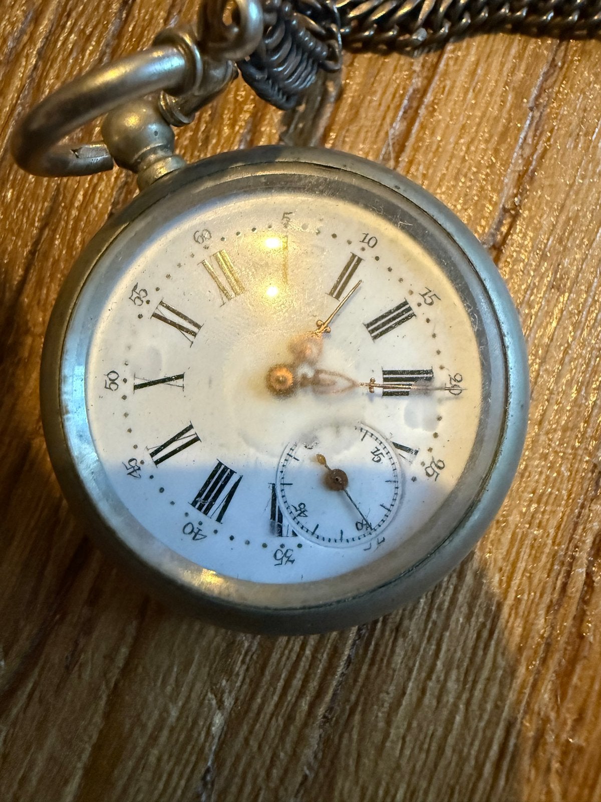 Antiek Zakhorloge met Ketting - Cilinder 4 Rubis, Sieraden, Tassen en Uiterlijk, Horloges | Antiek, Zakhorloge, Met ketting, Voor 1900