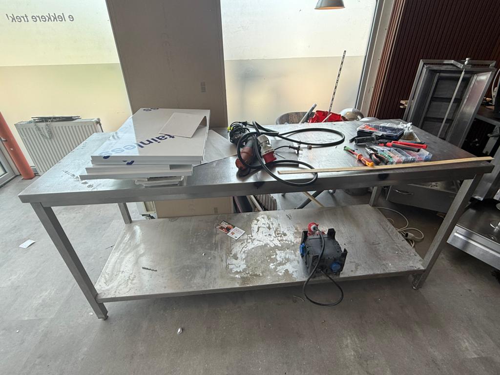 Rvs werktafel, Ophalen, Zo goed als nieuw, 120 tot 170 cm