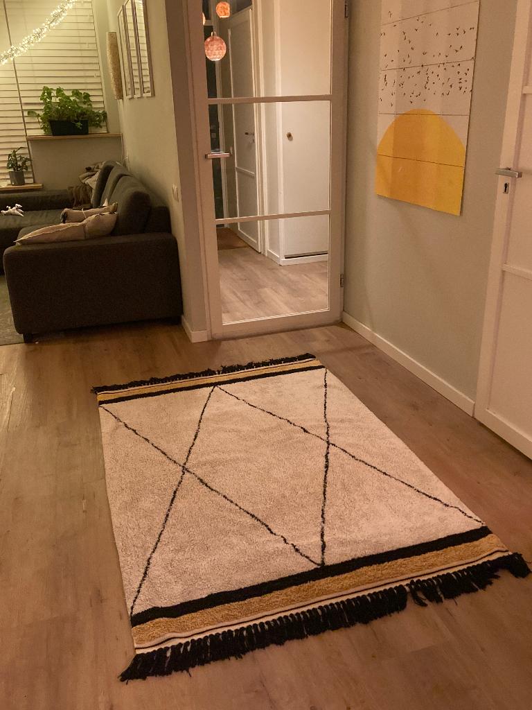 Mooi vloerkleed Tapis Petit, 100 tot 150 cm, Ophalen of Verzenden, Zo goed als nieuw, Crème