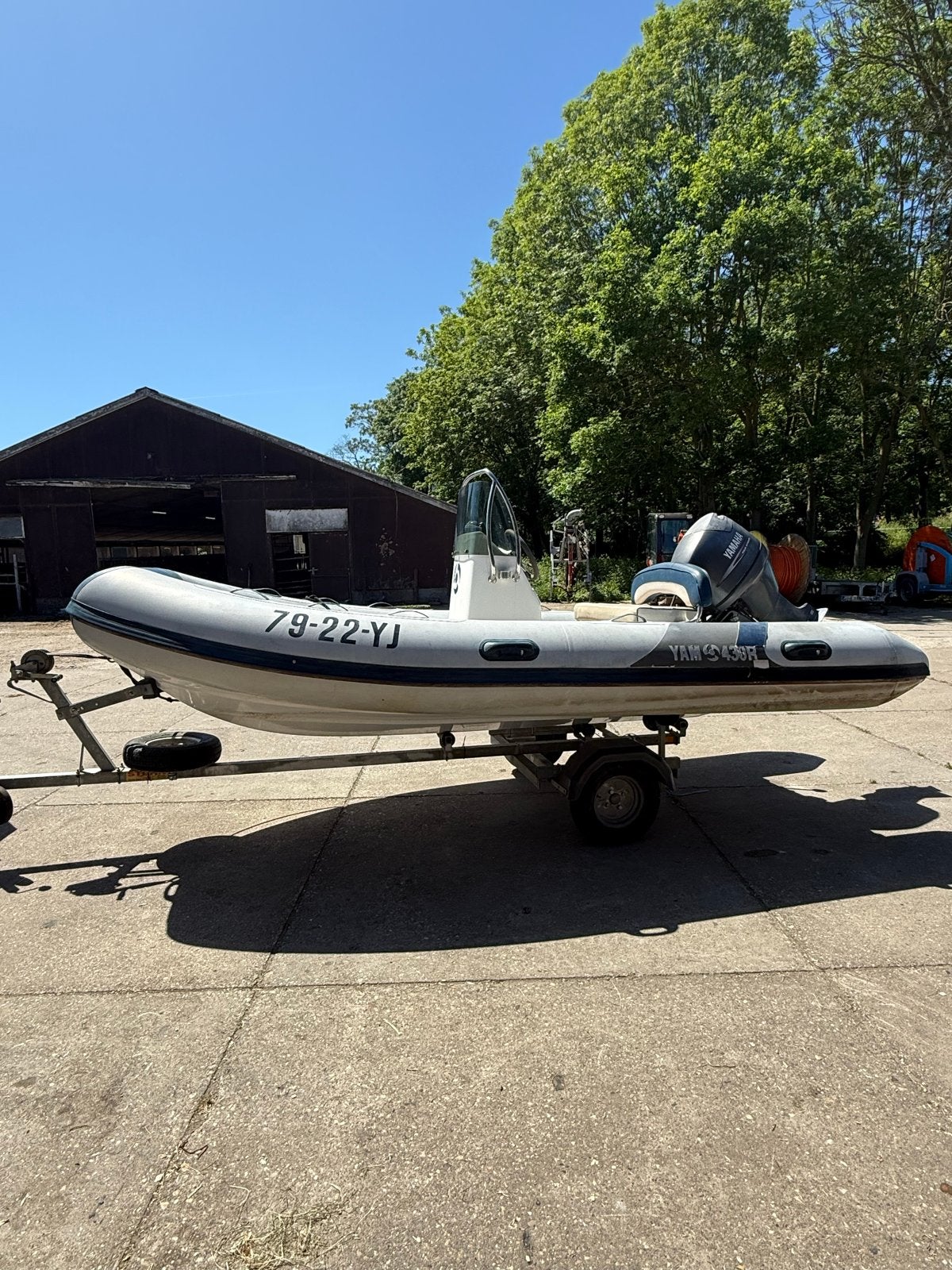 Yamaha YAM 430R RIB met 50pk Yamaha buitenboordmotor, Watersport en Boten, Yamaha, Ophalen, Polyester/glasvezel, Gebruikt