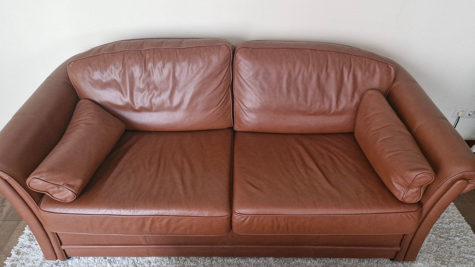 Comfortabele bruine leren bank - 190x90x60 cm, Ophalen, Gebruikt, 150 tot 200 cm, Driepersoons